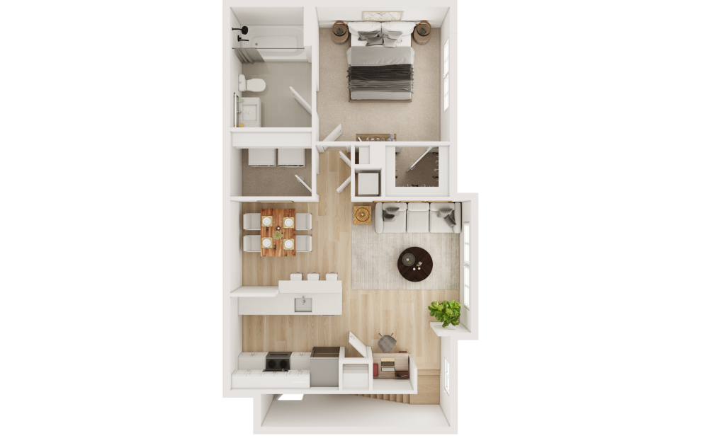 A3 - 1 bedroom floorplan layout with 1 bathroom and 824 square feet