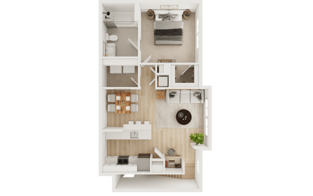 A3 - 1 bedroom floor plan layout with 1 bathroom and 824 square feet
