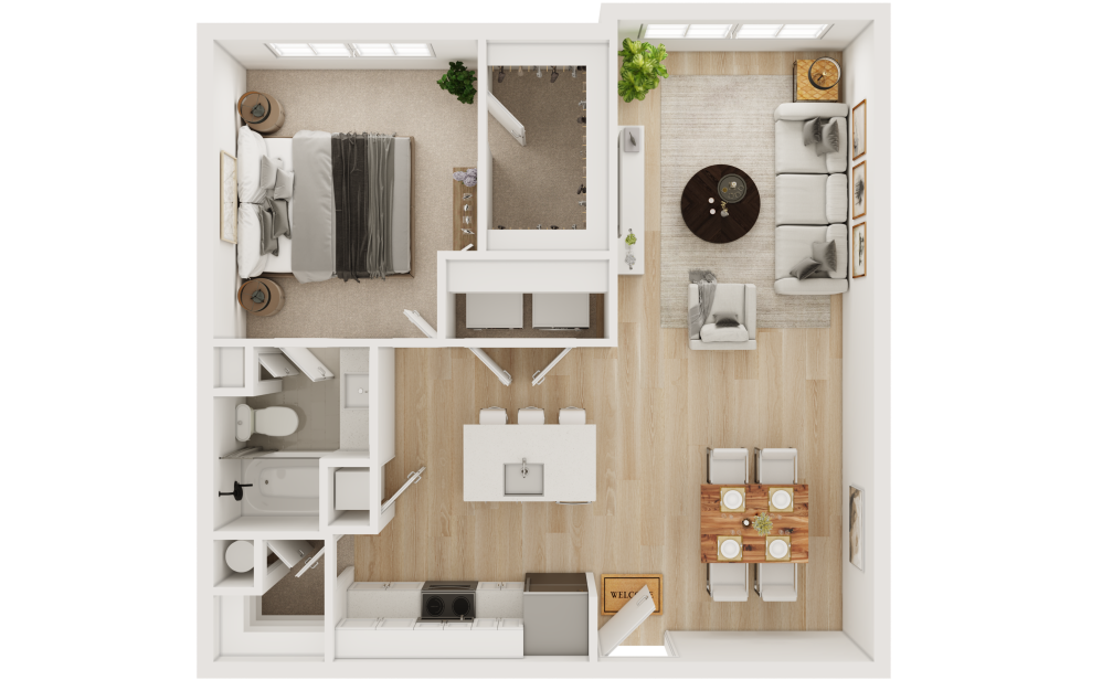 A5 - 1 bedroom floorplan layout with 1 bathroom and 859 square feet