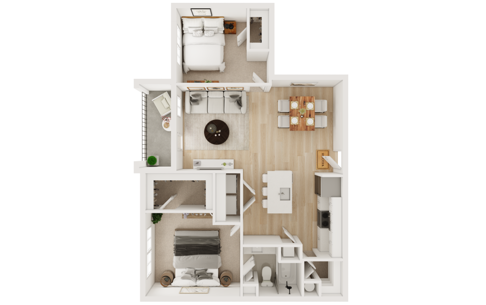 A6 - 1 bedroom floorplan layout with 1 bathroom and 979 square feet