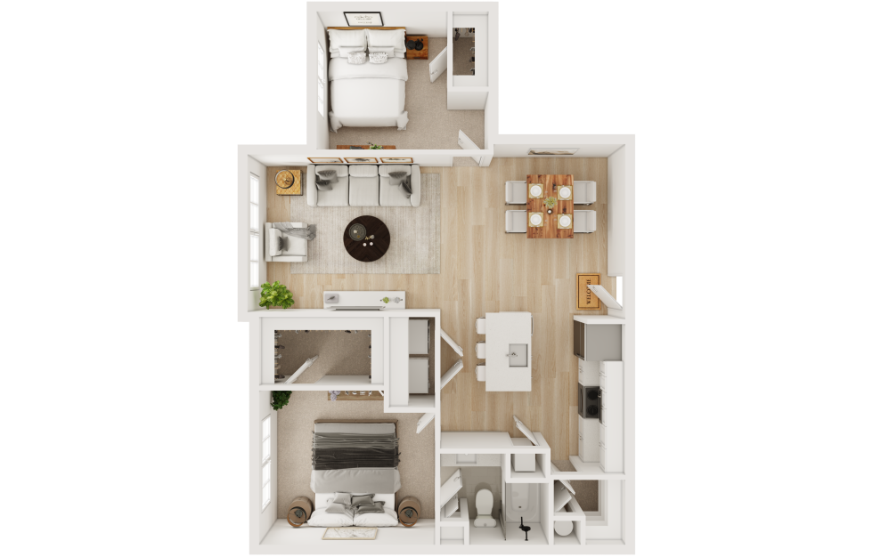 A7 - 1 bedroom floorplan layout with 1 bathroom and 1045 square feet